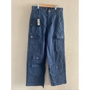 G-Star Raw Women's Mega Cargo Canvas Wide Leg Pants Size 24 Blue NWT 210